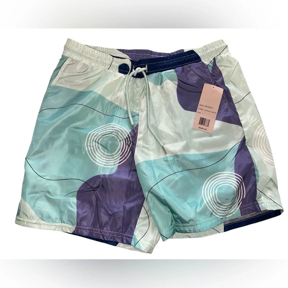 Centro Light Blue Pewter Men Swim Shorts Size L NWT! - Picture 1 of 2